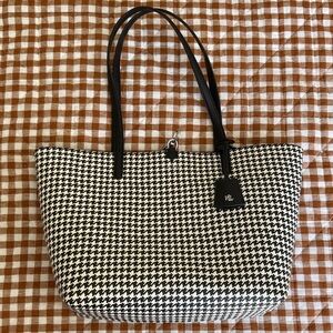 Lauren Ralph Lauren Black and White Houndstooth Tote